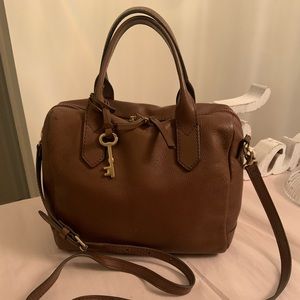 Fossil Sydney Brown Leather Medium Satchel Crossbody Bag. Good condition.